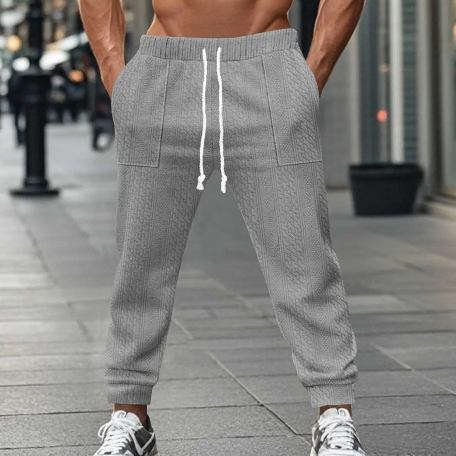 Men Slim Fit Cargo Pants Casual Outdoor Hiking Pants for Men Athletic Joggers Sweatpants Hiking Drawstring Sweatpants