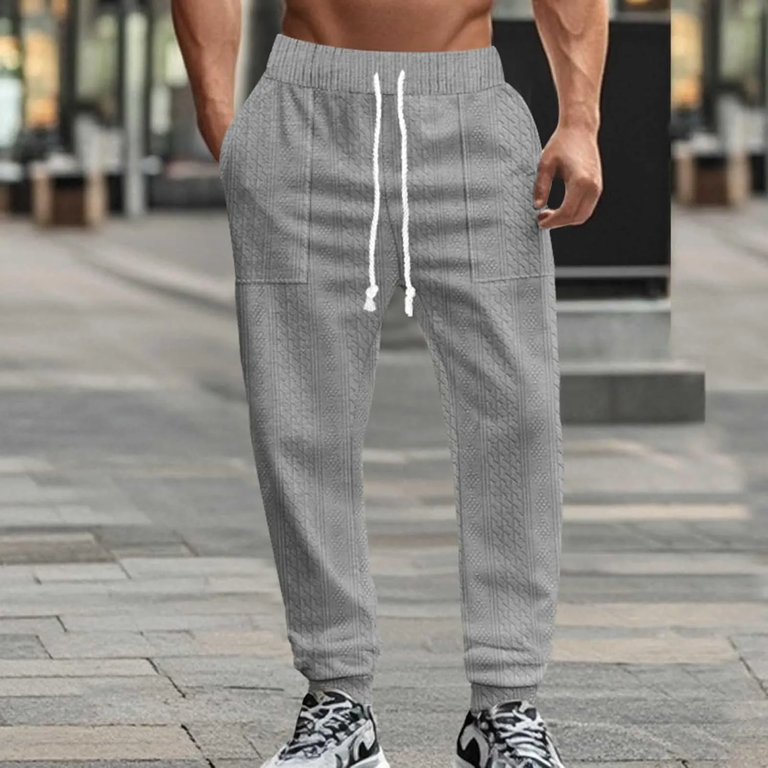 Men Slim Fit Cargo Pants Casual Outdoor Hiking Pants for Men Athletic Joggers Sweatpants Hiking Drawstring Sweatpants