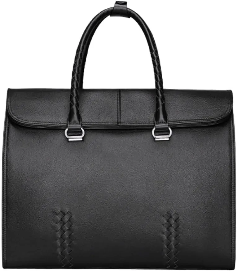 Men's Bags Leather Large-Capacity Business Briefcase 15-inch Cowhide Computer Bag Hand-Woven Men's Handbags