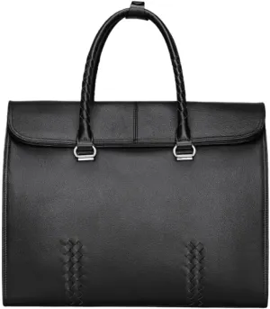 Men's Bags Leather Large-Capacity Business Briefcase 15-inch Cowhide Computer Bag Hand-Woven Men's Handbags