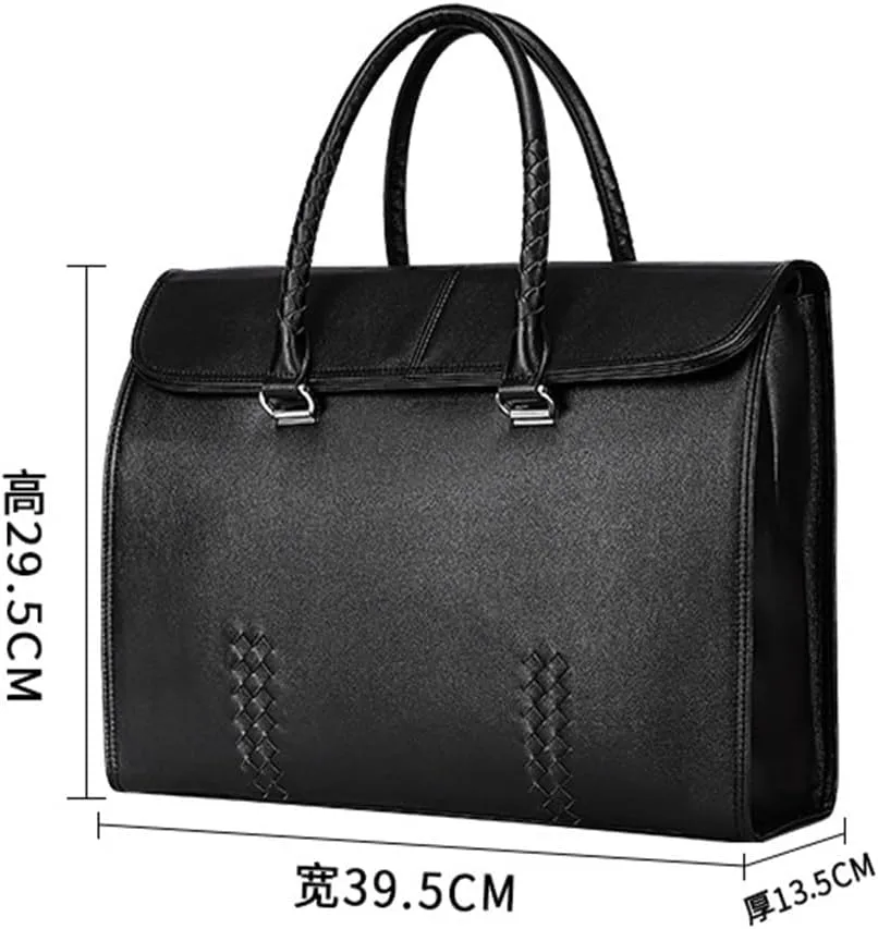 Men's Bags Leather Large-Capacity Business Briefcase 15-inch Cowhide Computer Bag Hand-Woven Men's Handbags