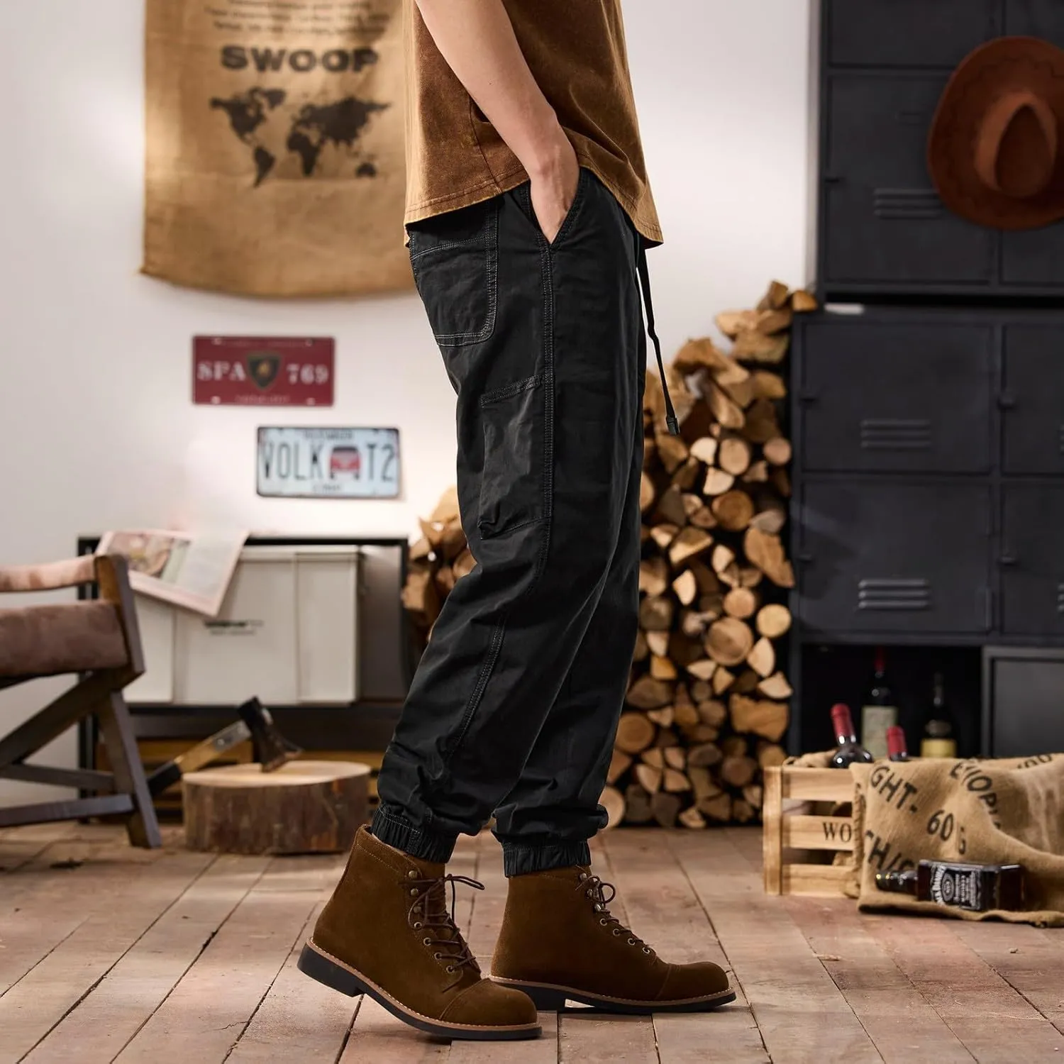 Men's Cargo Pants Hiking Pants for Men Lightweight Slim-Fit Flex Work Pants for Men