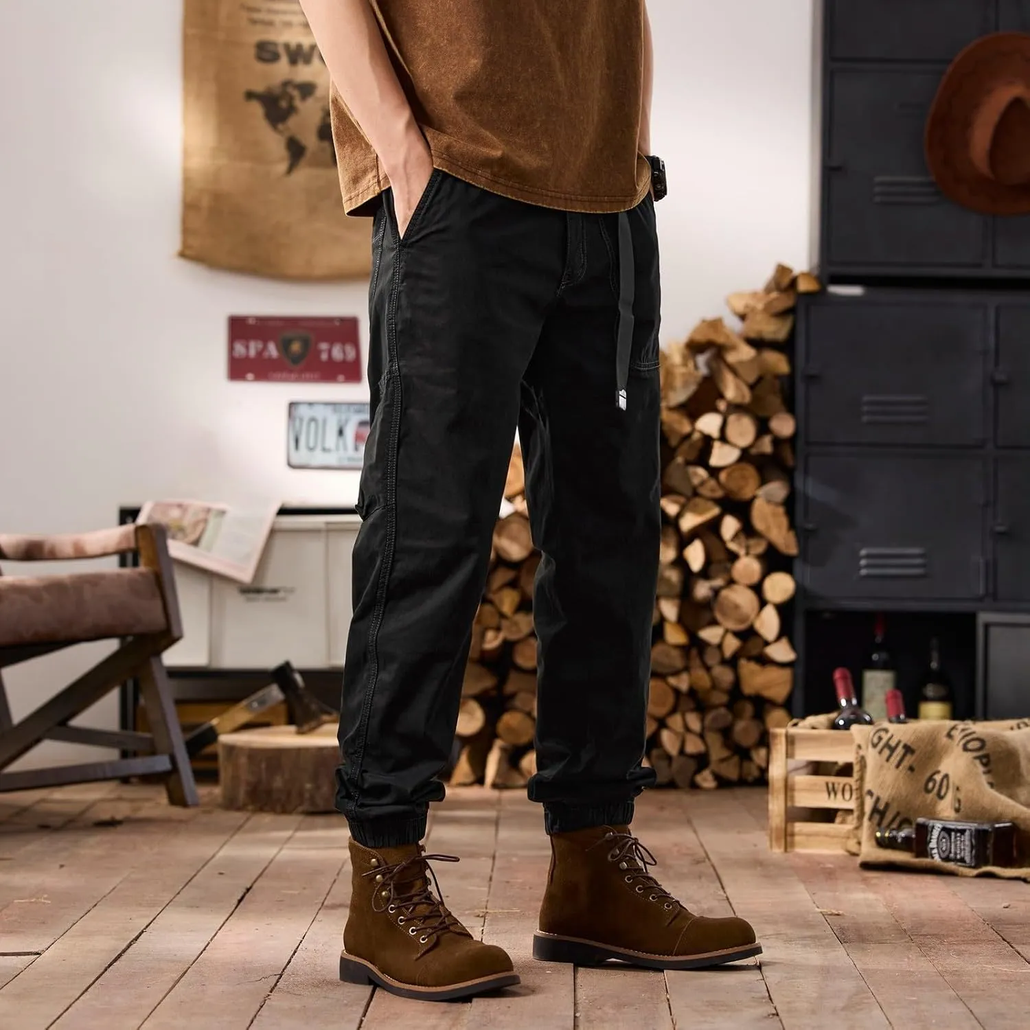 Men's Cargo Pants Hiking Pants for Men Lightweight Slim-Fit Flex Work Pants for Men