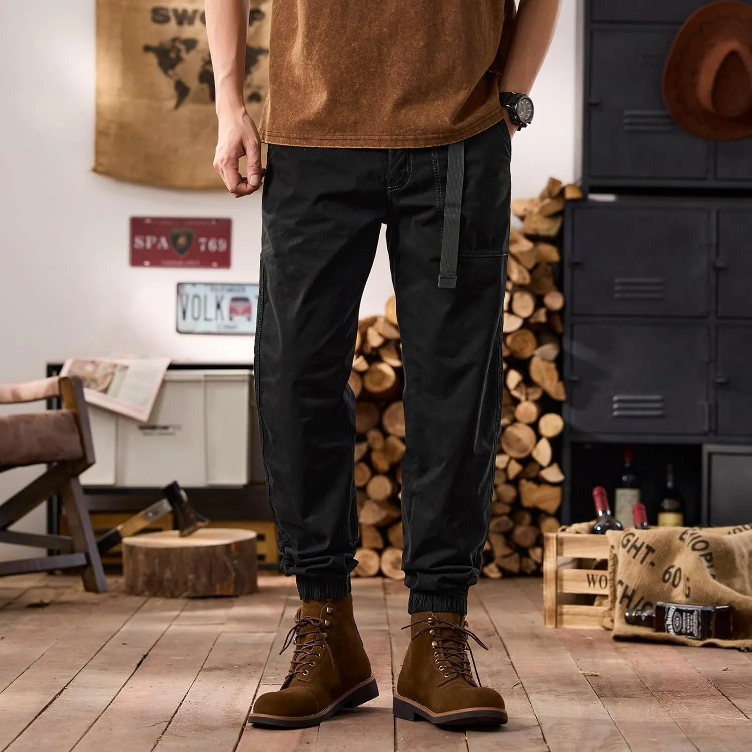 Men's Cargo Pants Hiking Pants for Men Lightweight Slim-Fit Flex Work Pants for Men
