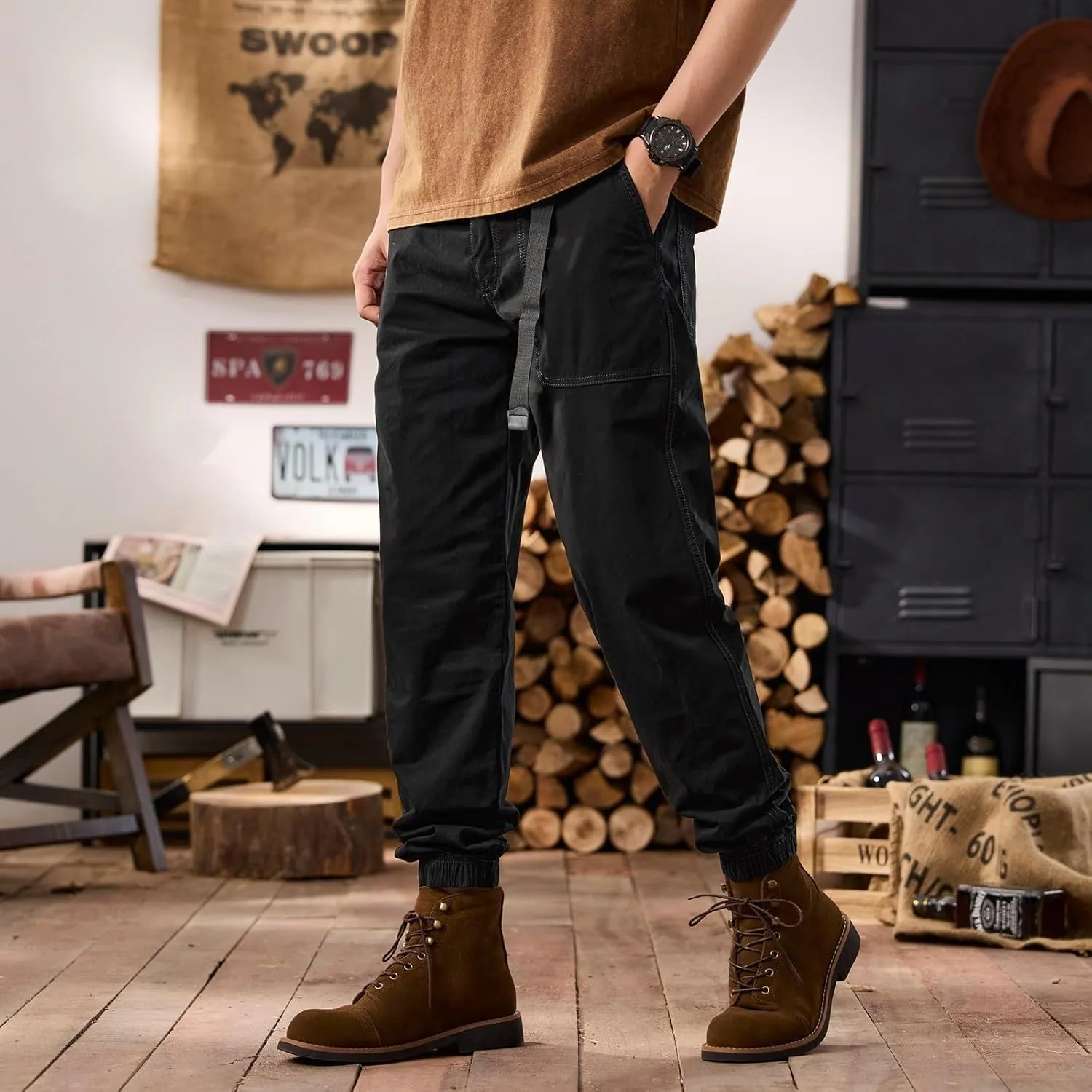 Men's Cargo Pants Hiking Pants for Men Lightweight Slim-Fit Flex Work Pants for Men