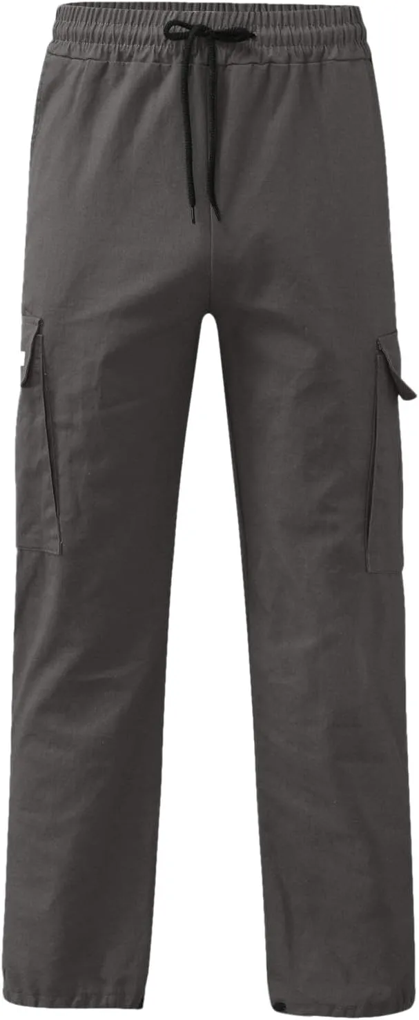 Men's Casual Stretch Cargo Pants Drawstring Waist Trousers Athletic Joggers Lightweight Sweatpants Hiking Pants