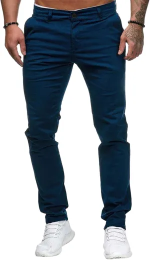Mens Chinos Dress Pants Slim Fit Casual Drawstring Sweatpants Lightweight Skinny Outdoor Cotton Fashion Trousers
