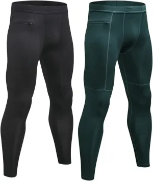 Men's Compression Pants Workout Athletic Leggings Running Gym Tights with Pockets