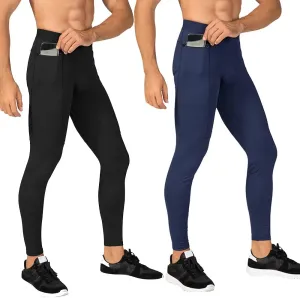 Men's Compression Pants Workout Athletic Leggings Running Gym Tights with Pockets