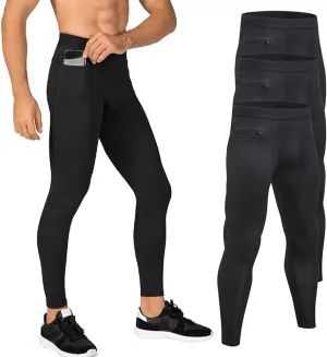 Men's Compression Pants Workout Athletic Leggings Running Gym Tights with Pockets