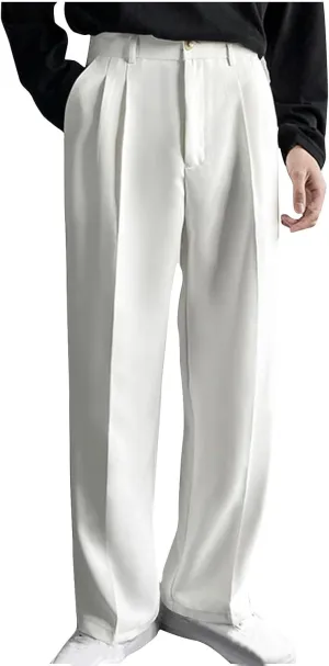Mens Dress Pants Big and Tall Flat Front Regular Fit Suit Pants Business Casual Work Trousers with Pockets