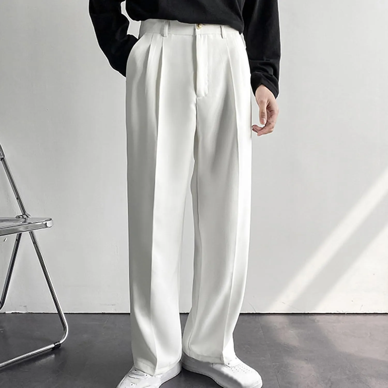 Mens Dress Pants Big and Tall Flat Front Regular Fit Suit Pants Business Casual Work Trousers with Pockets