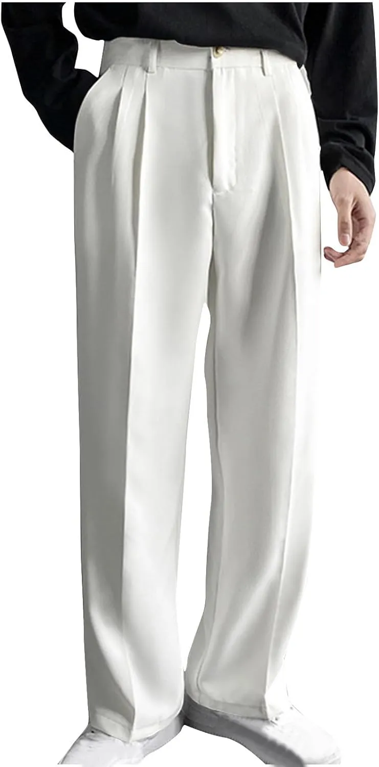 Mens Dress Pants Big and Tall Flat Front Regular Fit Suit Pants Business Casual Work Trousers with Pockets