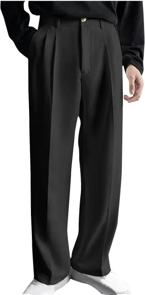 Mens Dress Pants Big and Tall Flat Front Regular Fit Suit Pants Business Casual Work Trousers with Pockets