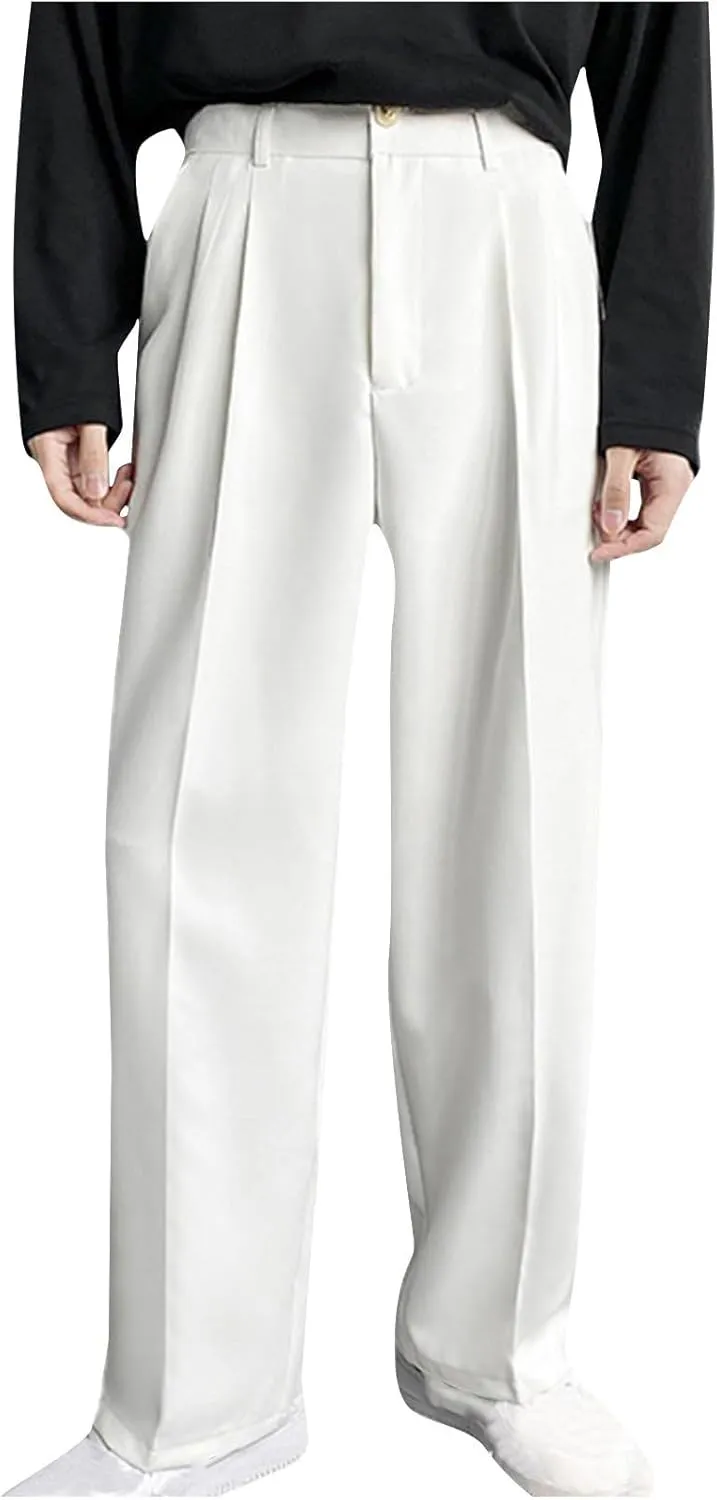 Mens Dress Pants Big and Tall Flat Front Regular Fit Suit Pants Business Casual Work Trousers with Pockets