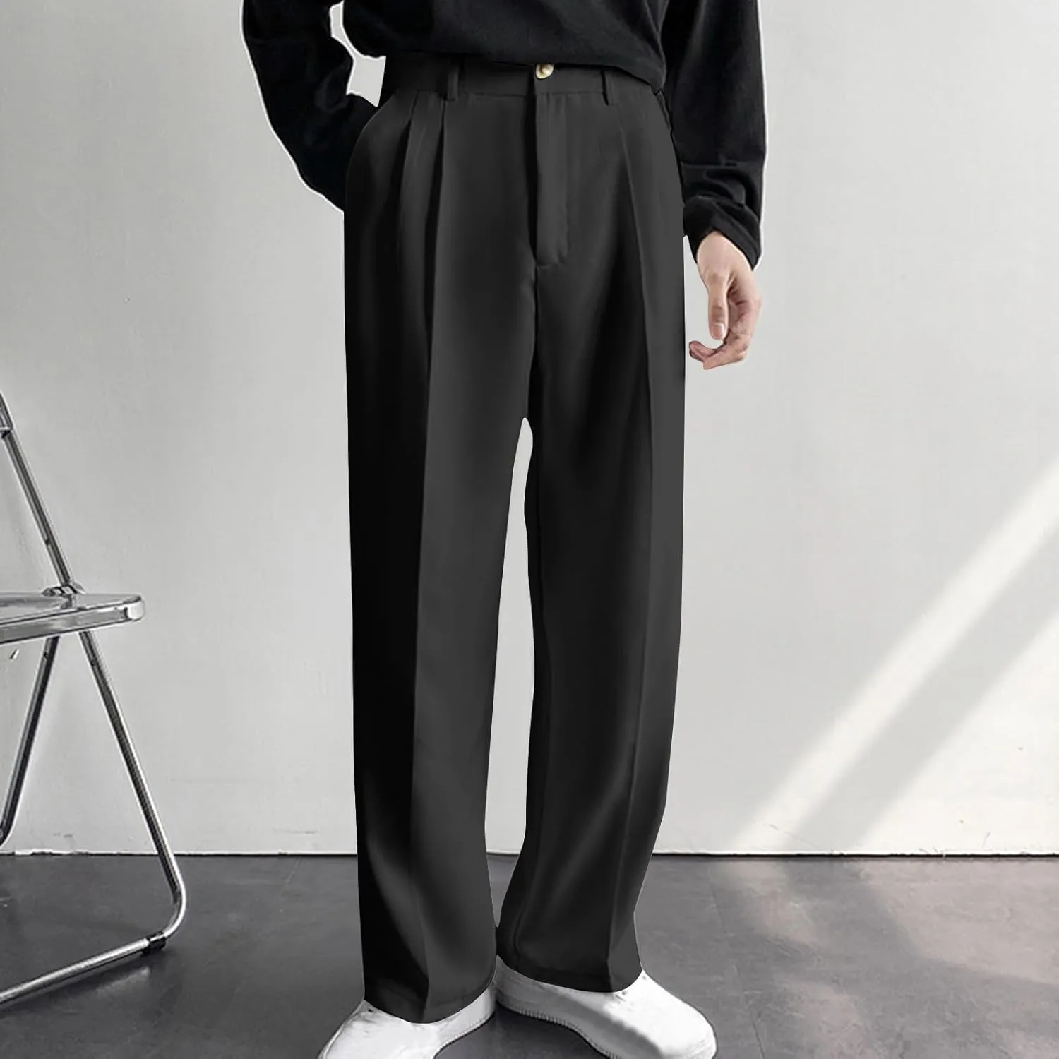 Mens Dress Pants Big and Tall Flat Front Regular Fit Suit Pants Business Casual Work Trousers with Pockets