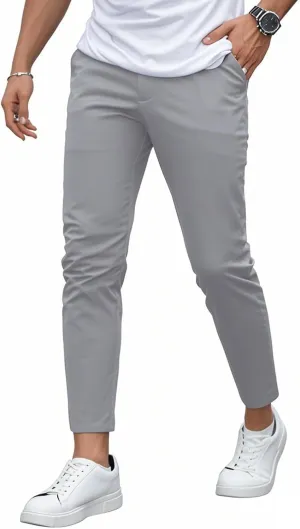Mens Dress Pants Slim Fit Stretch Fashion Plaid Pant Skinny Leg