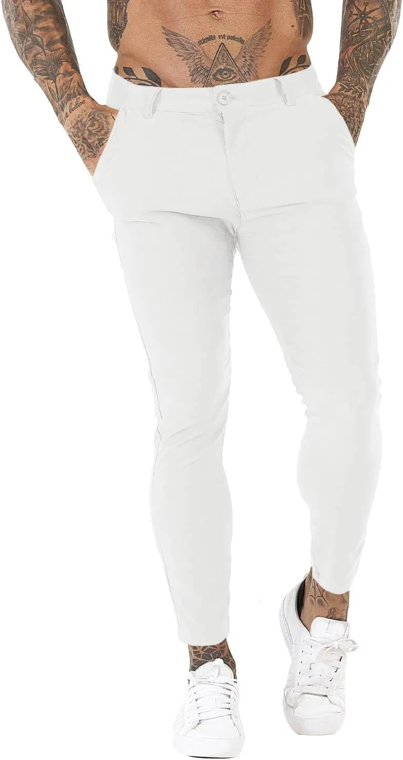 Mens Dress Pants Slim Fit Stretch Fashion Plaid Pant Skinny Leg