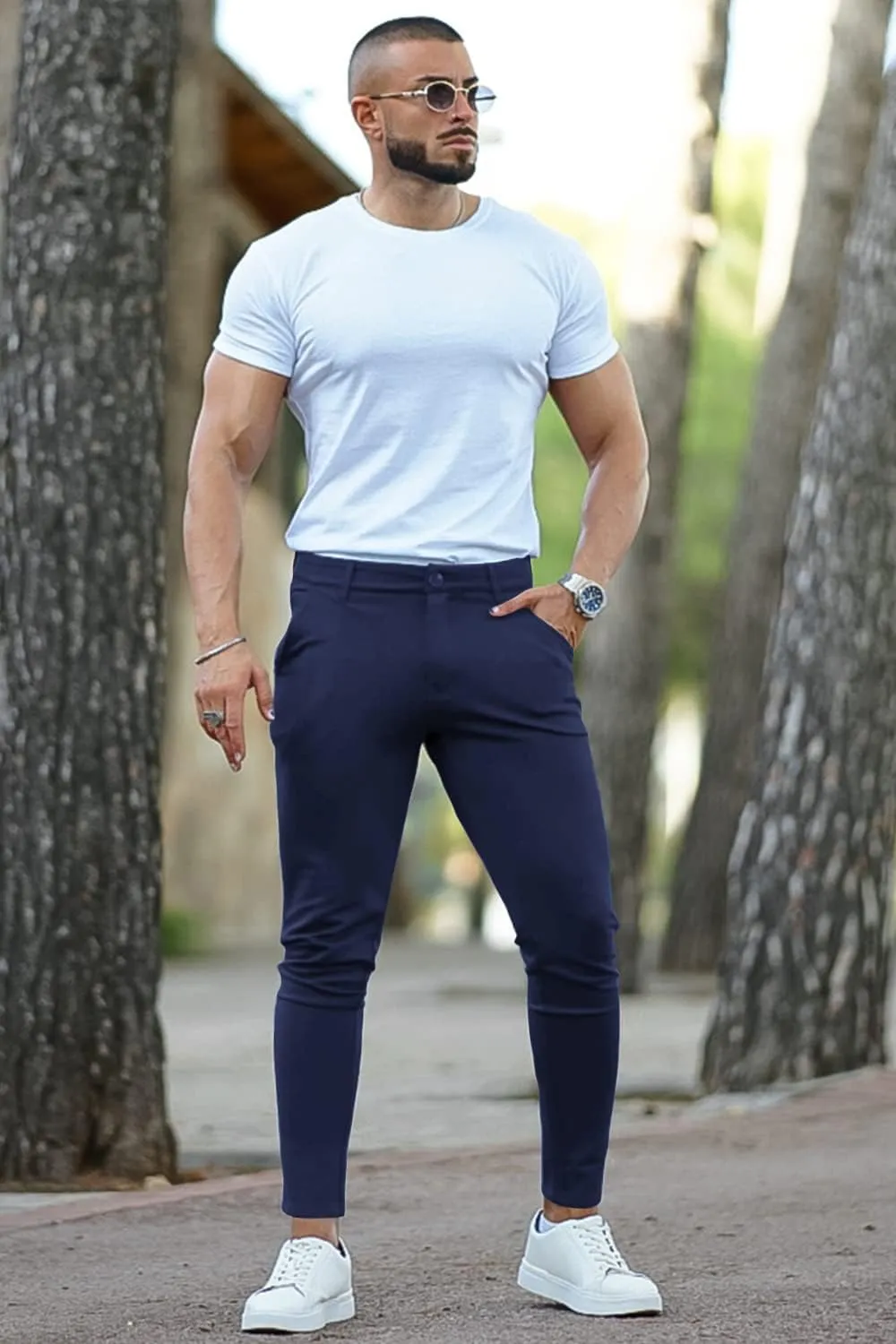 Mens Dress Pants Slim Fit Stretch Fashion Plaid Pant Skinny Leg