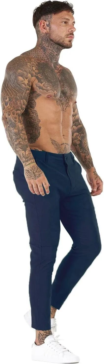 Mens Dress Pants Slim Fit Stretch Fashion Plaid Pant Skinny Leg