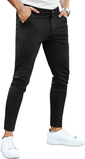 Mens Dress Pants Slim Fit Stretch Fashion Plaid Pant Skinny Leg