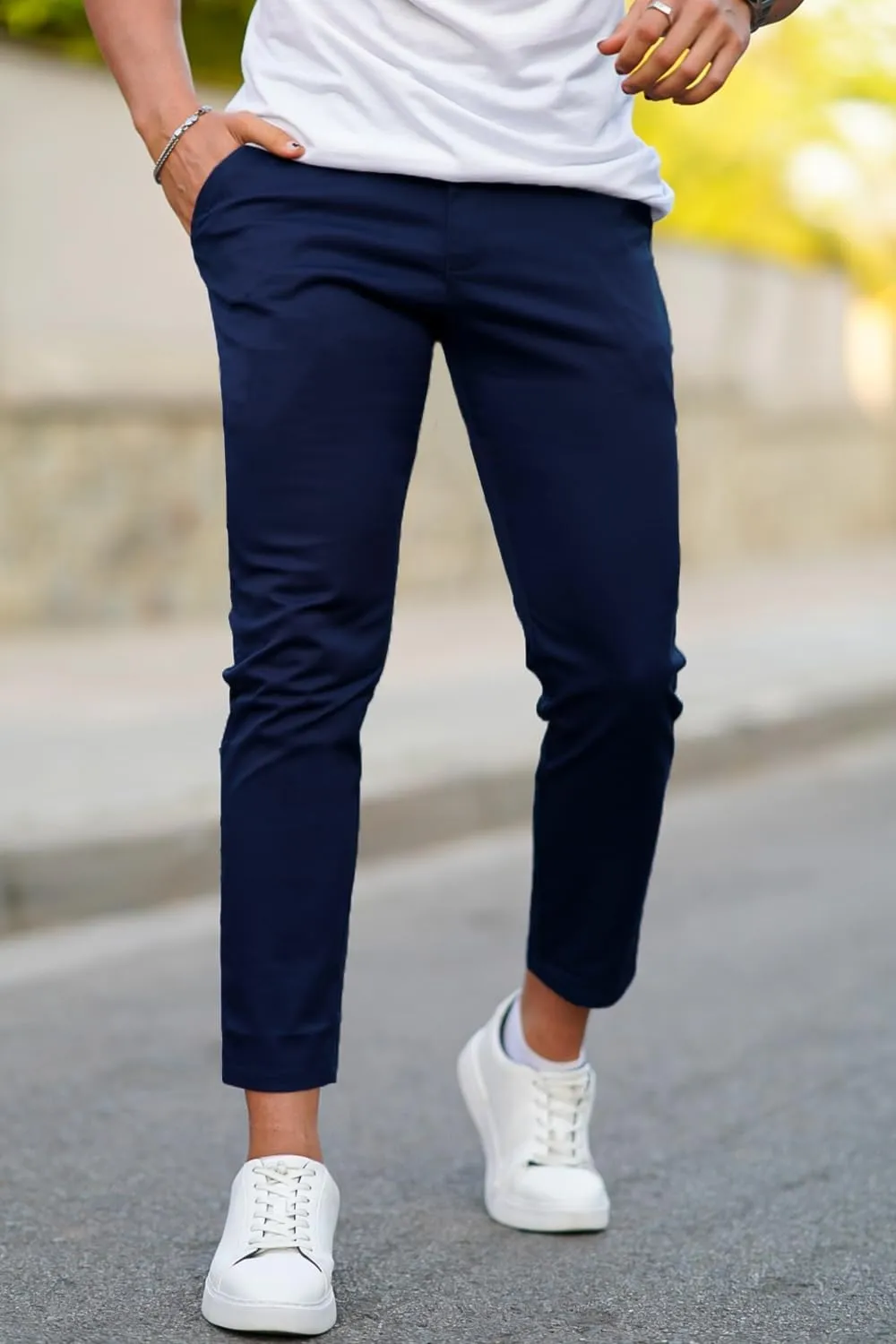 Mens Dress Pants Slim Fit Stretch Fashion Plaid Pant Skinny Leg