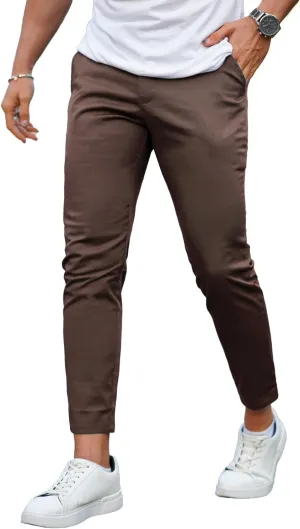 Mens Dress Pants Slim Fit Stretch Fashion Plaid Pant Skinny Leg