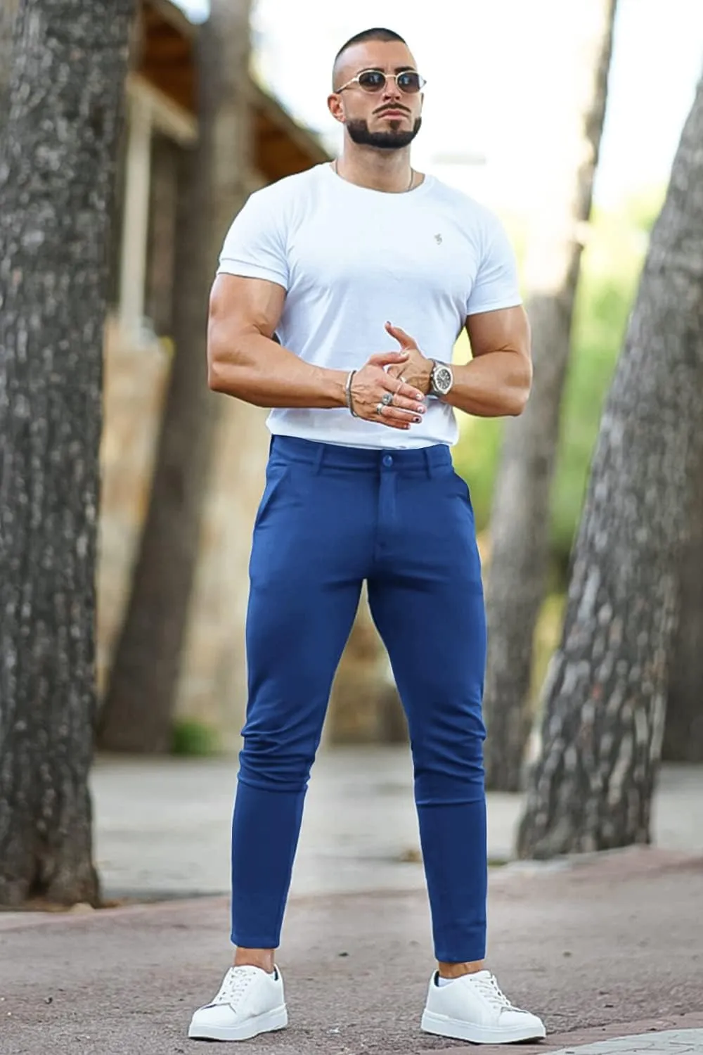 Mens Dress Pants Slim Fit Stretch Fashion Plaid Pant Skinny Leg