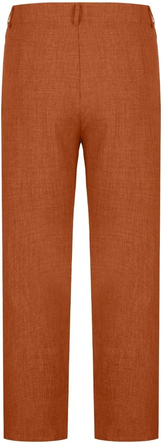 Men's Fashion Suit Pants Flat Front Ecpandable Waist Tapered Trousers Casual Slim Fit Business Golf Pants with Pocket