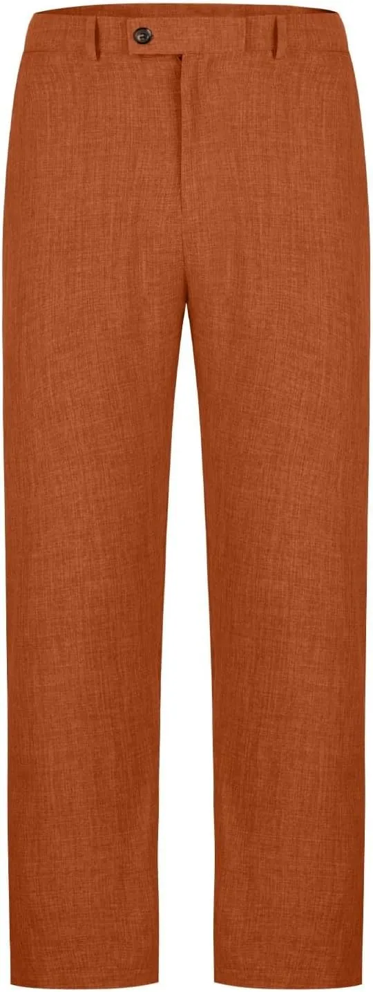 Men's Fashion Suit Pants Flat Front Ecpandable Waist Tapered Trousers Casual Slim Fit Business Golf Pants with Pocket
