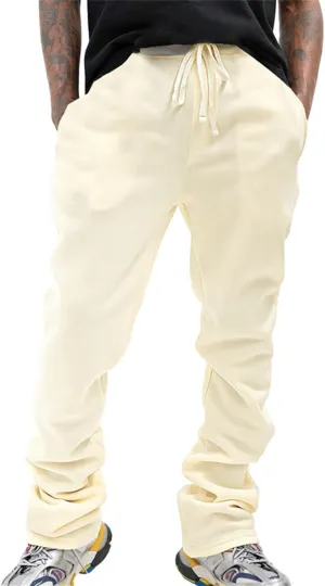 Men's Fleece Cargo Sweatpants Middle Waist Denim Long Hiking Pants Athletic Workout Jogger Sweatpants for Men