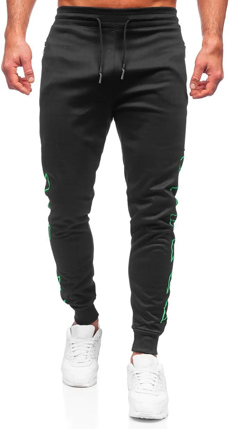 Men's Joggers Drawstring Sweatpants with Zipper Pockets Slim Fit Pants Athletic Trousers Workout Pants for Men
