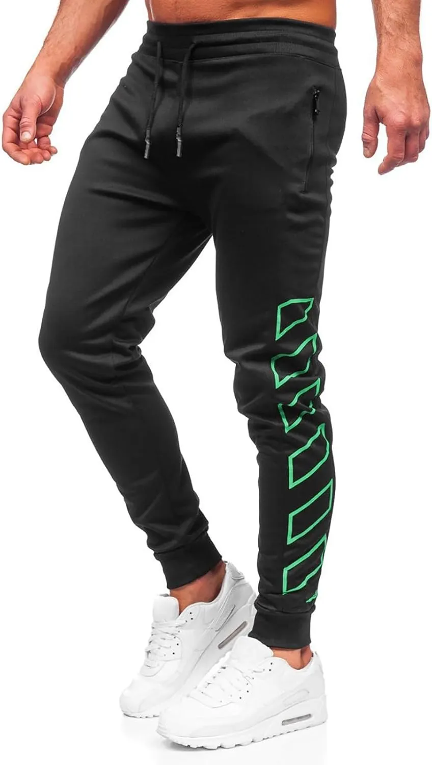 Men's Joggers Drawstring Sweatpants with Zipper Pockets Slim Fit Pants Athletic Trousers Workout Pants for Men