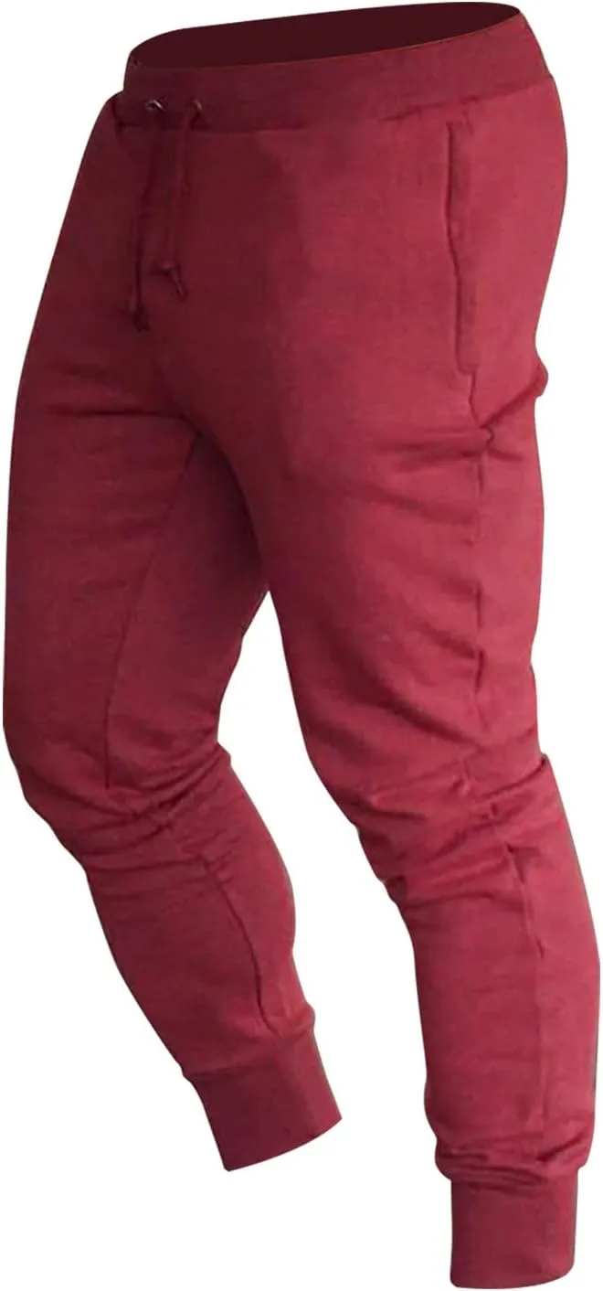 Men's Joggers Heavyweight Cargo Fleece Sweatpants Stretch Elastic Waist Trousers Drawstring Loose Pants with Pockets