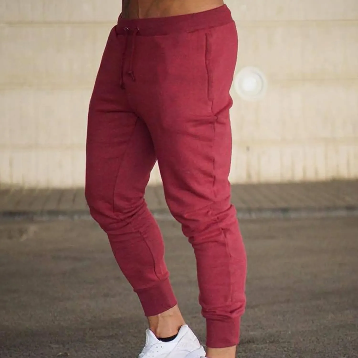 Men's Joggers Heavyweight Cargo Fleece Sweatpants Stretch Elastic Waist Trousers Drawstring Loose Pants with Pockets