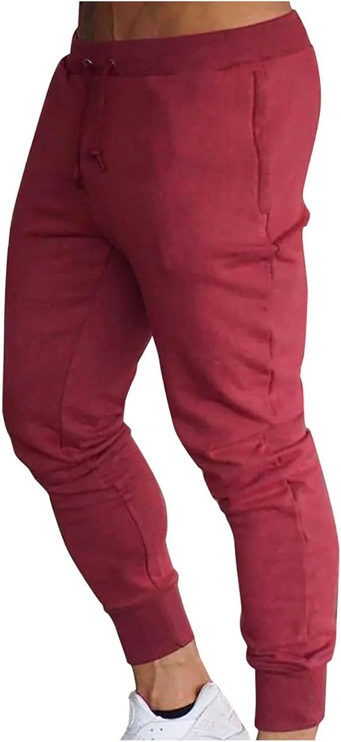 Men's Joggers Heavyweight Cargo Fleece Sweatpants Stretch Elastic Waist Trousers Drawstring Loose Pants with Pockets