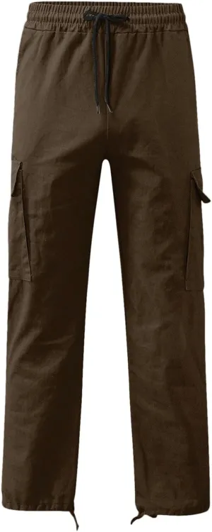 Mens Lightweight Joggers Mens Casual Waist Color Sports Hat Multi Woven Pocket Foot Rope Solid Pants Exercise Pants