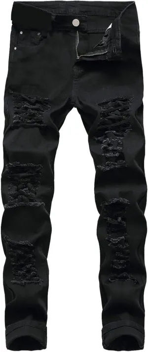 Men's Regular Straight Stretch Twill Cargo Pants Travel Work Outdoor Pants Skinny Slim Fit Ripped Distressed Hking Pant