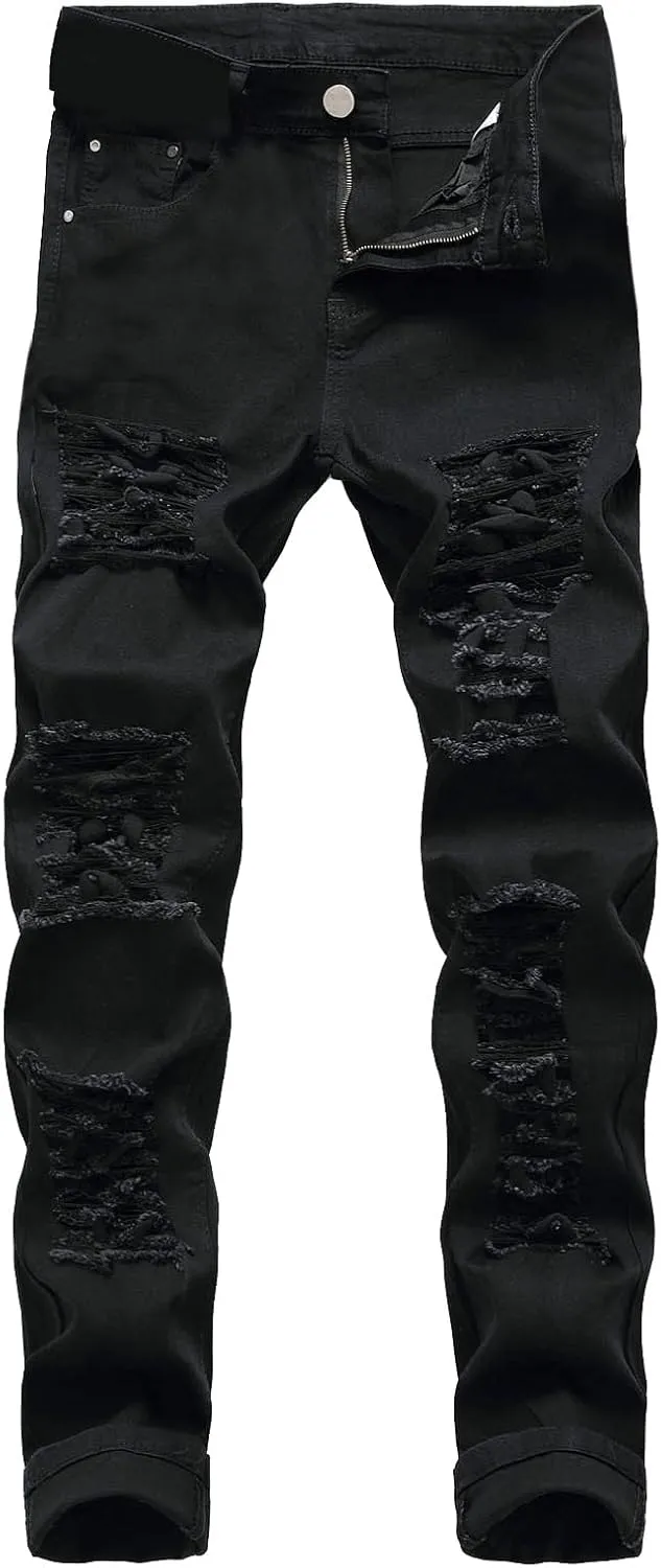 Men's Regular Straight Stretch Twill Cargo Pants Travel Work Outdoor Pants Skinny Slim Fit Ripped Distressed Hking Pant