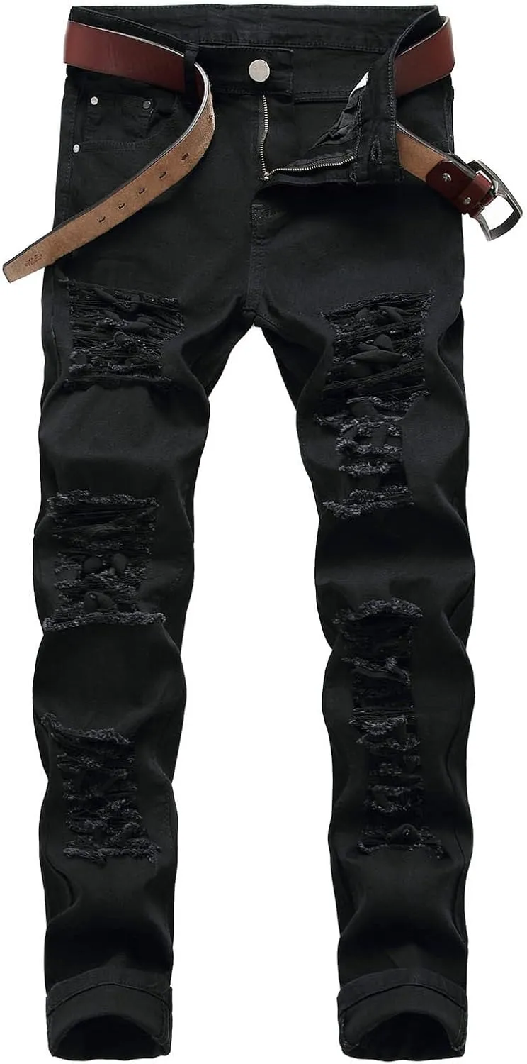 Men's Regular Straight Stretch Twill Cargo Pants Travel Work Outdoor Pants Skinny Slim Fit Ripped Distressed Hking Pant
