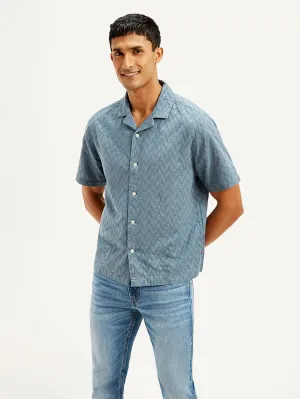 Men's Resort Collar Chevron Relaxed Fit Shirt