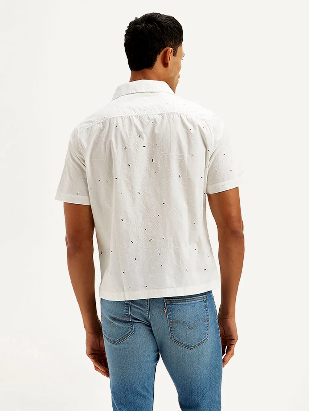 Men's Resort Collar Embroidered Relaxed Fit Shirt