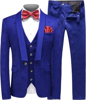 Men's Suits 3 Piece Set Tuxedo Blazer Vest and Pants Slim Skinny Fit Formal Suit for Wedding Prom Black White Red Blue