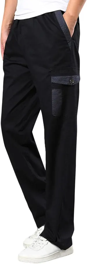 Mens Sweatpants with Pockets Big and Tall Pants Casual Color Solid Men's Trousers Leggings Multi-Pocket Pants Tooling