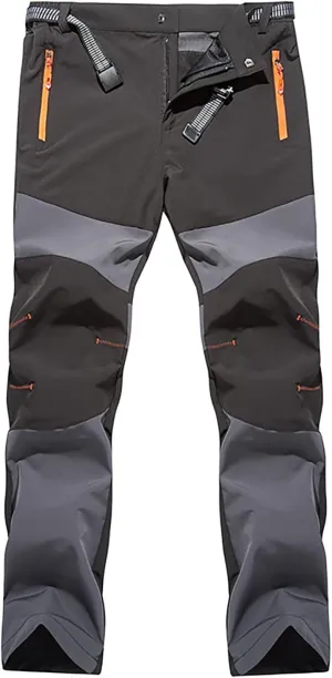 Mens Waterproof Ski Snow Pants Straight Leg Hiking Softshell Cargo Fleece Lined Warm Windproof Outdoor Fishing Pants