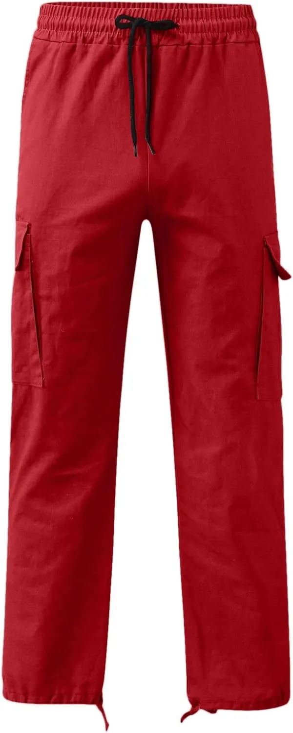 Mens Workout Cargo Sweatpants Pants Stretch Slim Fit Workout Bodybuilding Sweatpants Work Pants for Men with Pockets