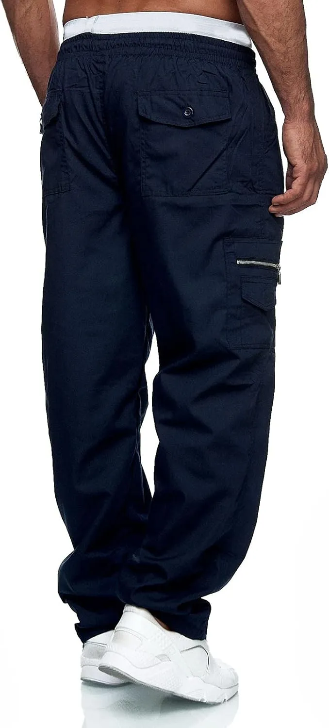 Mens Workout Cargo Sweatpants Tactical Pant Rip-Stop Hiking Pants Men Trouser Drawstring Work Joggers Men's Sweatpant