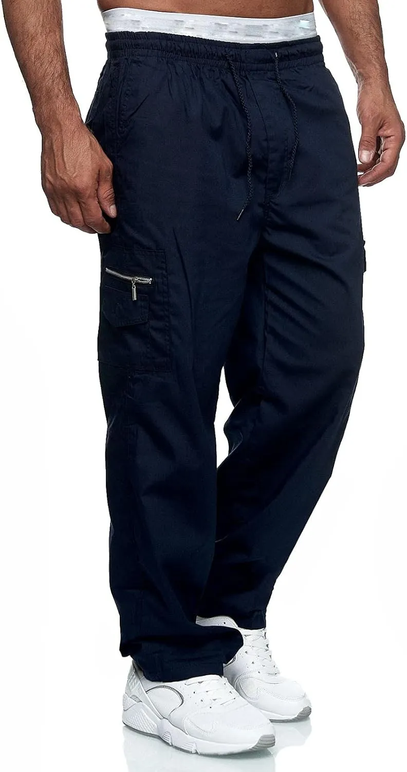 Mens Workout Cargo Sweatpants Tactical Pant Rip-Stop Hiking Pants Men Trouser Drawstring Work Joggers Men's Sweatpant