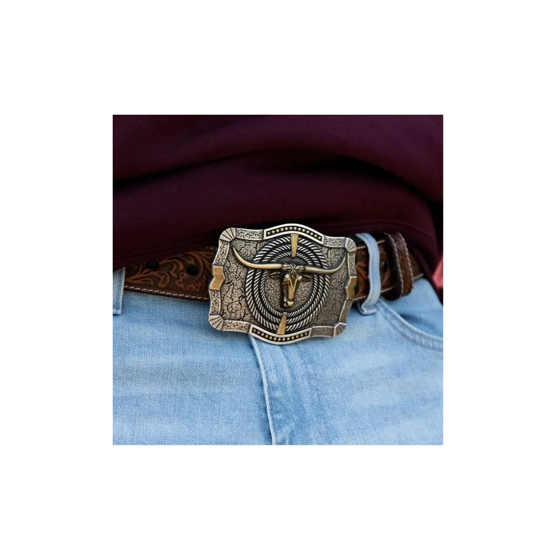 Montana Men's Silversmiths Ropin Ready Longhorn Attitude Buckle