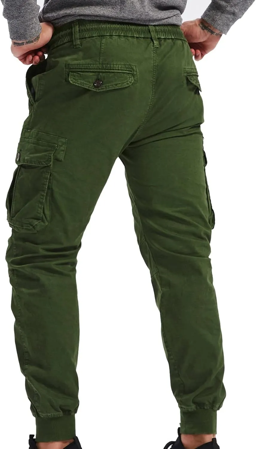 Muscularfit Men Sweatpants Cotton Drawstring Multi Pockets Cargo Pants for Men Outdoor Fashion Casual Joggers Athletic Pants